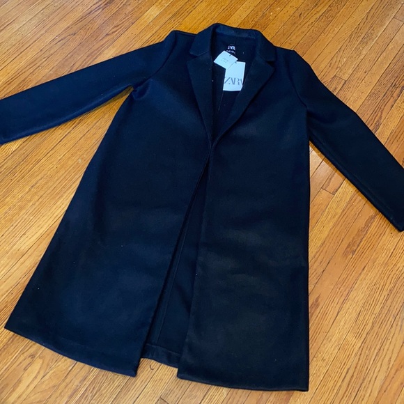 Zara Black Lapel Coat - Picture 6 of 8